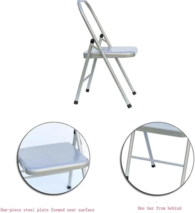 Silver Yoga Chair,Pilates Chair,Yoga Chair Iyengar,Backless Yoga Chair Prop,Foldable and Portable Folding Stools for Yoga,Silver white-88cm×48cm