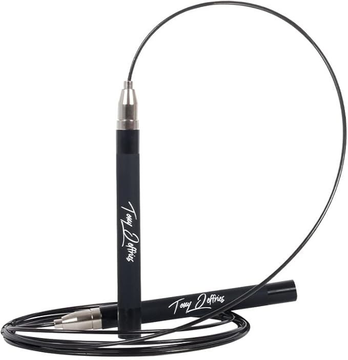 Tony Jeffries 2.0 Speed Jump Rope of 360 degree Spin Ball Bearings, Daily Exercise Skipping Rope with Silicon Grip Handles, Lightweight Self Locking Adjustable Length Jump Rope for Fitness Training