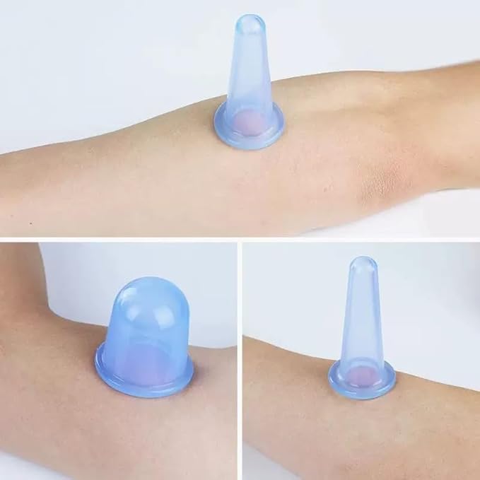 4 Pcs Face Cupping Set, Facial Cupping Set for Face and Eye Massage, Silicone Massage Vacuum Anti Aging Beauty Tool Facial Eye Care (2 Small + 2 Large) (Purple)