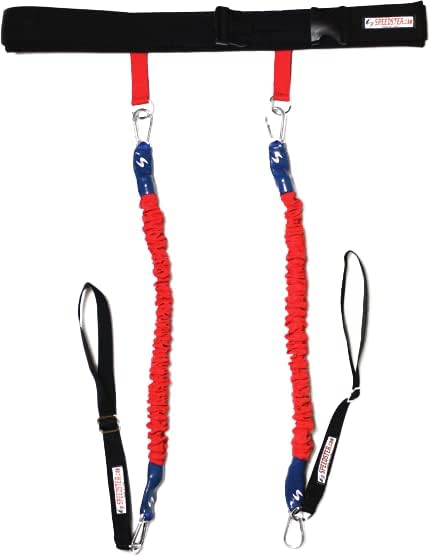 SPEEDSTER Sky Leaper- Vertical Jump Trainer for All Athletes with Adjustable Padded Belt and Adjustable Resistance Bungee Cords, Plus 2 Anchors- Heavy- High School Resistance
