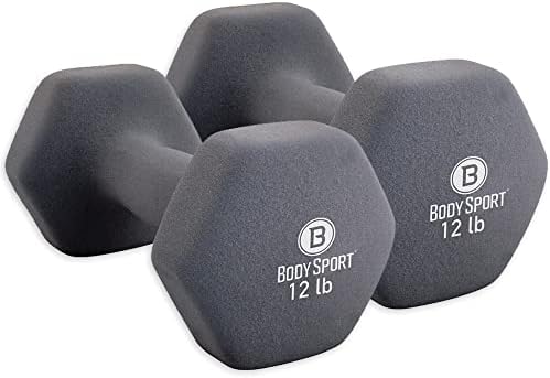 Body Sport Neoprene Dumbbell Weight - Latex-Free, Strength Training Equipment for Home Fitness & Gym Workouts