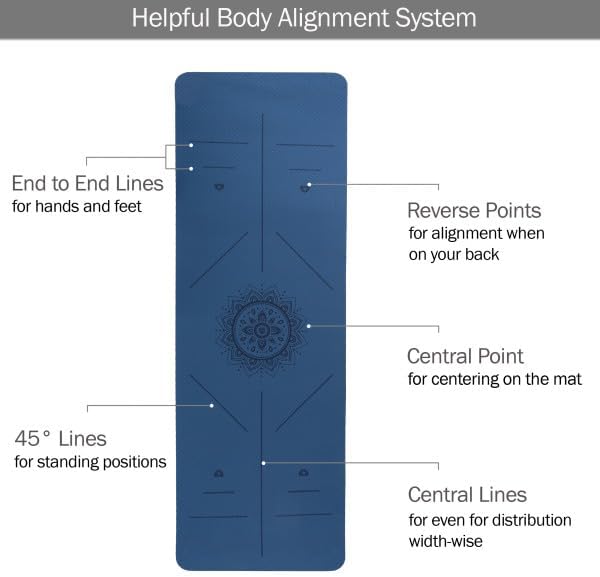 Non-Slip Yoga Mat with Alignment Marks – Lightweight Exercise Mat with Carry Strap for Home Workout or Travel by Wakeman Outdoors