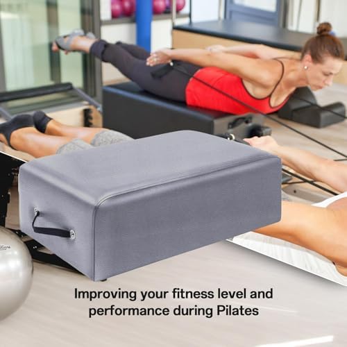 Premium Pilates Sitting Box for Reformer - 24"x16"x9.5" PU & Wood, Durable Pilates Accessory with Handle for Gym, Home, or Studio Workouts, Enhance Your Pilates Experience