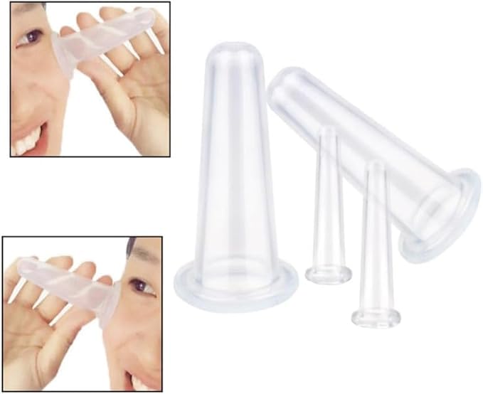 4 Pcs Face Cupping Set, Facial Cupping Set for Face and Eye Massage, Silicone Massage Vacuum Anti Aging Beauty Tool Facial Eye Care (2 Small + 2 Large) (Pink)