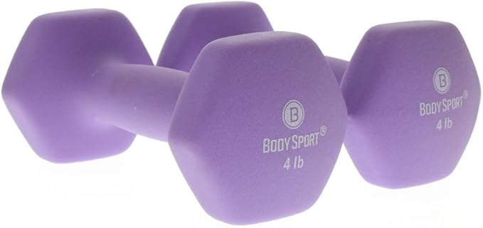 Body Sport Neoprene Dumbbell Weight - Latex-Free, Strength Training Equipment for Home Fitness & Gym Workouts