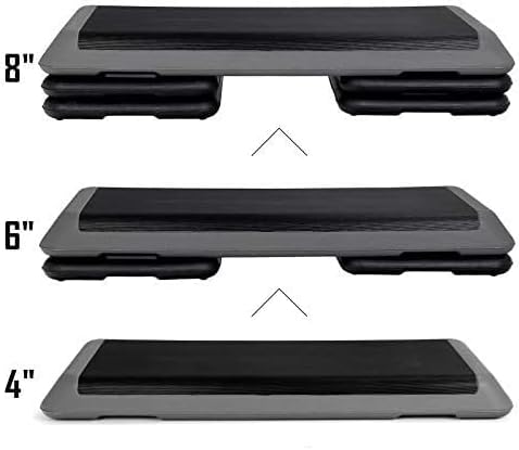 JupiterForce 43" Workout Aerobic Exercise Step Platform, Adjustable Aerobic Steppers for Exercise with 4 Removable Risers for Home Gym Strength Training