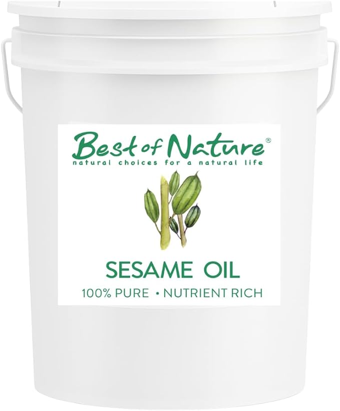 Best of Nature Sesame Body Oil - 5 Gallon Pail (640 oz) - Deep Moisturizing, Detoxifying, Unscented - Unisex - Adults