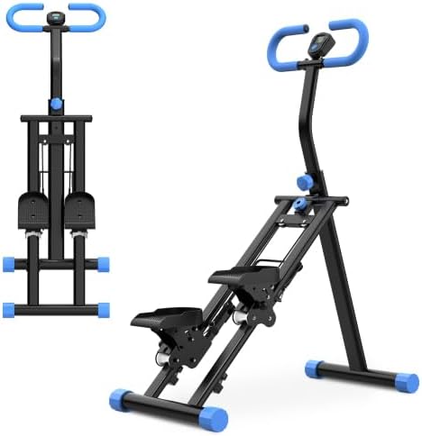 Home Foldable Stair Stepper Machine - Vertical Climber for Full Body Workout, 265 lbs Capacity w/LCD Display & Adjustable Handlebar, Compact Home Gym Equipment for Legs, Abs, Cardio
