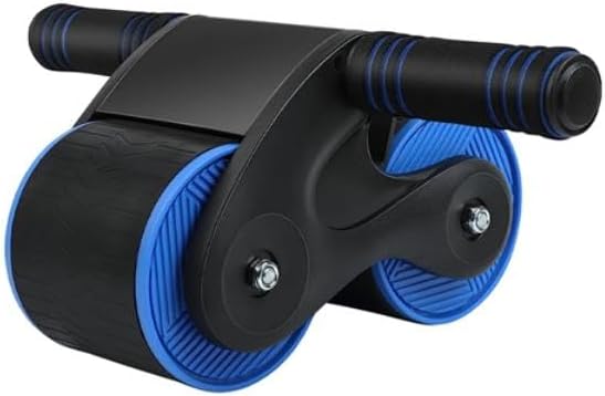 FFF-Blue-GPCT4212 Automatic Rebound Abdominal Wheel Anti-Slip AB Roller Wheel with Kneel Pad Phone Holder Home Gym Abdominal Exerciser for Men & Women Blue