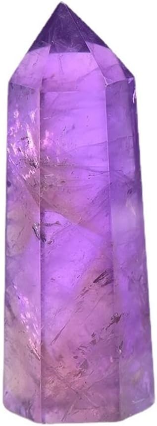 Meditation Home 1PCS Natural Purple Crystal Single Prism Pyrocrystalline Original Stone Meditation Cure Six Prism (Size : 6-7cm)
