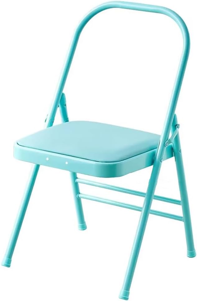 Pilates Yoga Chair,Professional Iyengar Auxiliary Chair,Hardened Thick Yoga Folding Chair,Solid Anti-Slip, Stable,Foldable and Portable Backless Chair,Blue-Yoga Chair (Without Waist Drag)