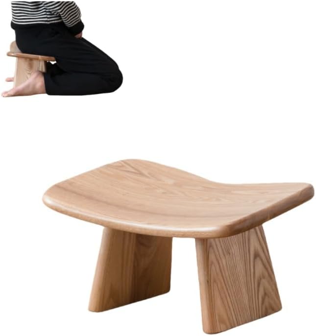 Luxurious Butterfly Meditation Bench Solid Oak Wood Wooden Kneeling Ergonomic Seiza Seat Yoga Stool Seiza Prayer Bench (Ebony Finish)
