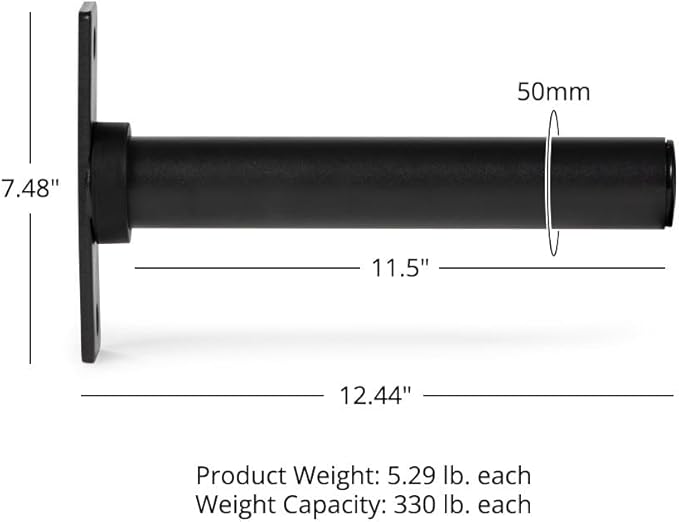 Titan Fitness X-3 and T-3 Series Weight Plate Holders, Set of 4, Olympic Weight Plate Storage for Power Rack, 330 LB Capacity Each, Bolt-On Design, Rack Mounted Weight Storage Pegs