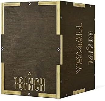 Yes4All Plyo Box, 3-in-1 Wooden Box Jumps for Home Gym, 450 lbs Boxes Step Up with Smooth Edges & Wide Built-in Handles for Jumping, Strength Training, Lunges, Squats, Dips
