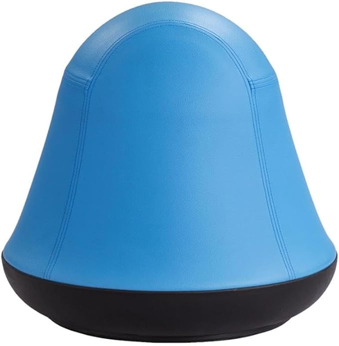 Pemberly Row Vinyl Upholstered Swivel Ball Chair, Blue Finish, 17x17x16.75 in, Anti-Burst Exercise Ball, Rubber Base, 250 Lbs Weight Capacity, Active Seating for Kids, Home, School, or Waiting Rooms
