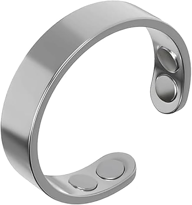 Stainless steel lymphatic magnetic therapy ring, adjustable fatigue relief sleep magnetic finger ring, open magnet unisex ring