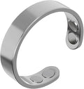 Stainless steel lymphatic magnetic therapy ring, adjustable fatigue relief sleep magnetic finger ring, open magnet unisex ring