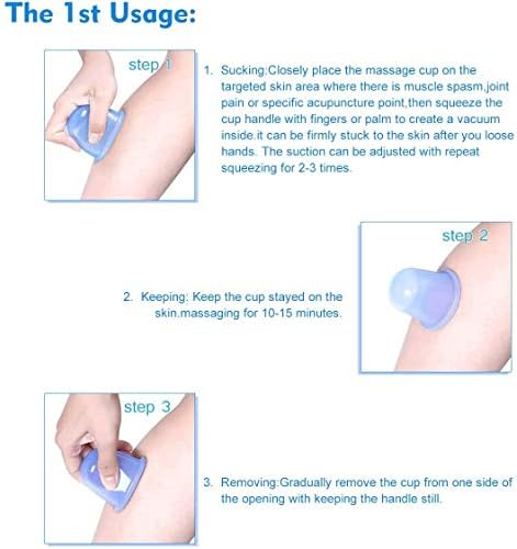 lychee Anti Cellulite Cupping Therapy Set for Family 4Pcs Silicone Vacuum Massage Cups - Chinese Cupping Kit for Body and Facial Massager for Adults Home Use (Blue)