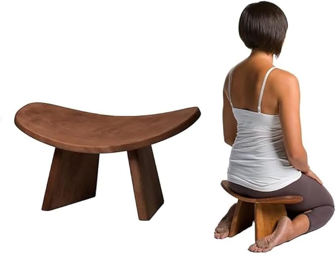 Bench,Meditation Bench Ergonomic Wooden Meditation Kneeling Stool with Travel Bag for Yoga, Prayer, Travel, Mindfulness, Zen Practice ﻿(Medium)