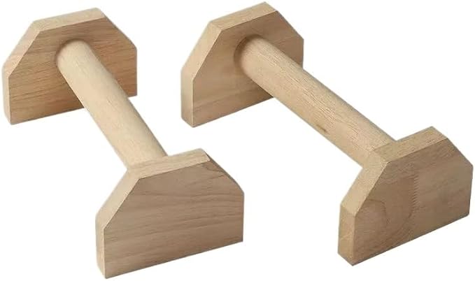 Strength Training Push-Up Stand 2pcs Anti-Slip Fitness Push Up Bar Workout Wooden Single and Double Bar for Equipment
