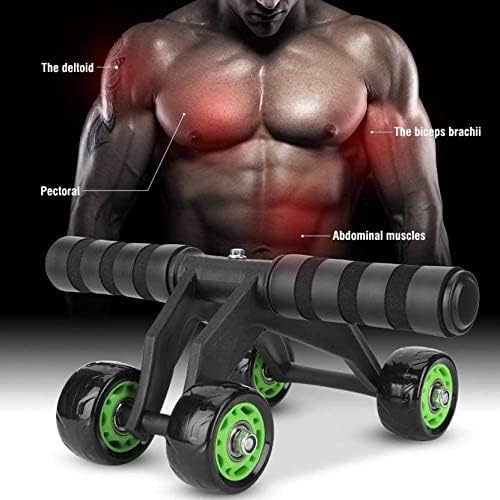 4 wheel ab wheel roller for six pack abs workout at home Exerciser for Abdominal Stomach Exercise Training with Knee Mat Steel Handle for (Men and Women) multicolor