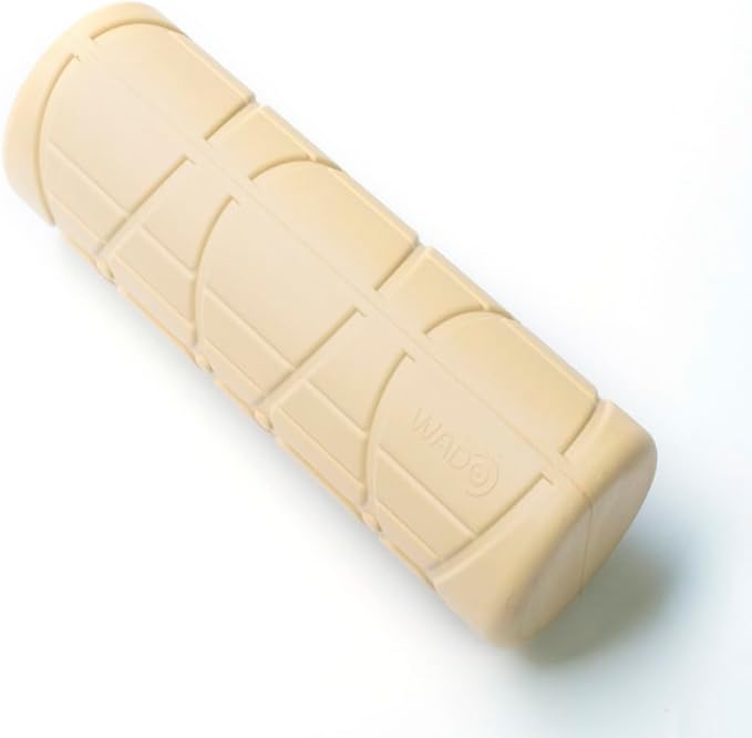 WADO Mini Round Foam Roller for Exercise and Recovery 12" x 4"- Ergonomic Pattern Angle Roller, Body Stretching, Solid PU, 3-Different Density Options (Soft (Cosmic Latte, 680g))