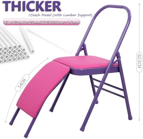 Backless Folding Yoga Chair for Headstand&Handstand Training,Inversion Stool for Restorative Flow and Back Pain Relief (Purple PU)