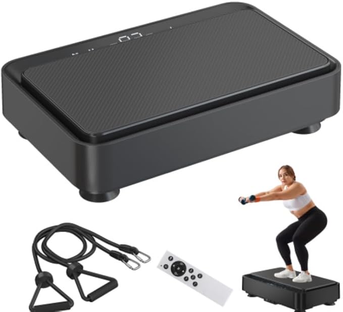 Vibration Plate Machine with Resistance Bands - 99 Speed Levels, 450LBS Capacity, Remote Control , Full Body Workout for Weight Loss & Lymphatic Drainage