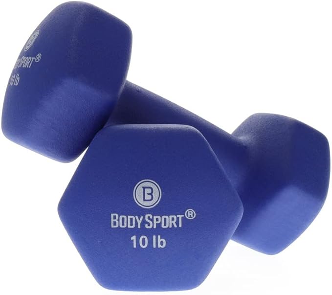 Body Sport Neoprene Dumbbell Weight - Latex-Free, Strength Training Equipment for Home Fitness & Gym Workouts