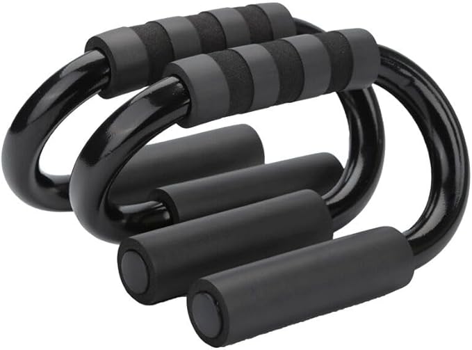1 Pair S-Shaped Push Up Bars Non-Slip Push Up Stands Sweat Absorbent Foam Handles Floor Strength Training Equipment for Men Women Home Gym