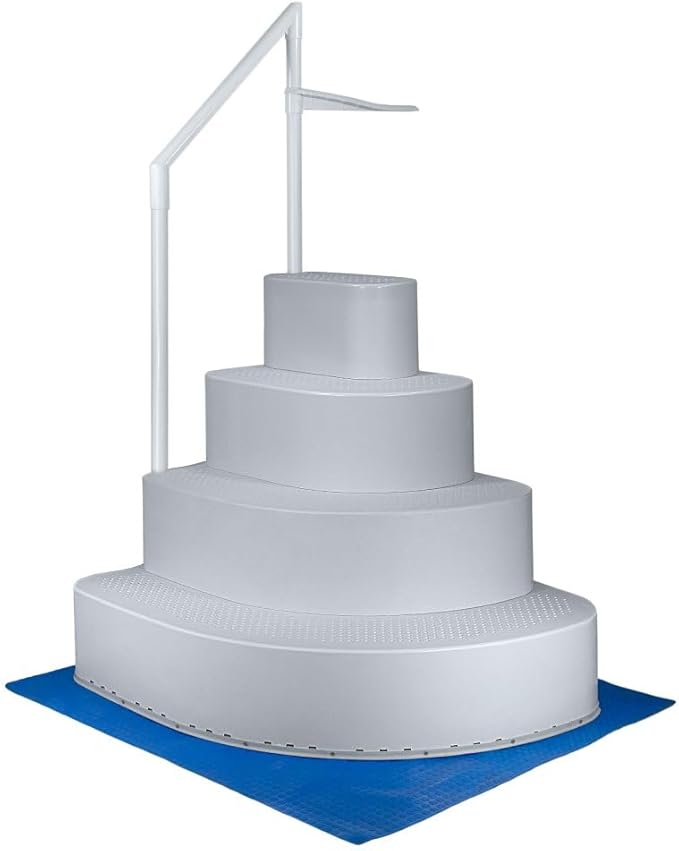 Aqua Select Resin Pool Steps for Above Ground Pools | Misty Grey | Heavy-Duty ABS Construction | 350 lb Capacity, Non-Slip Step Treads, & Handrail | Includes Liner Guard | No Weights Needed