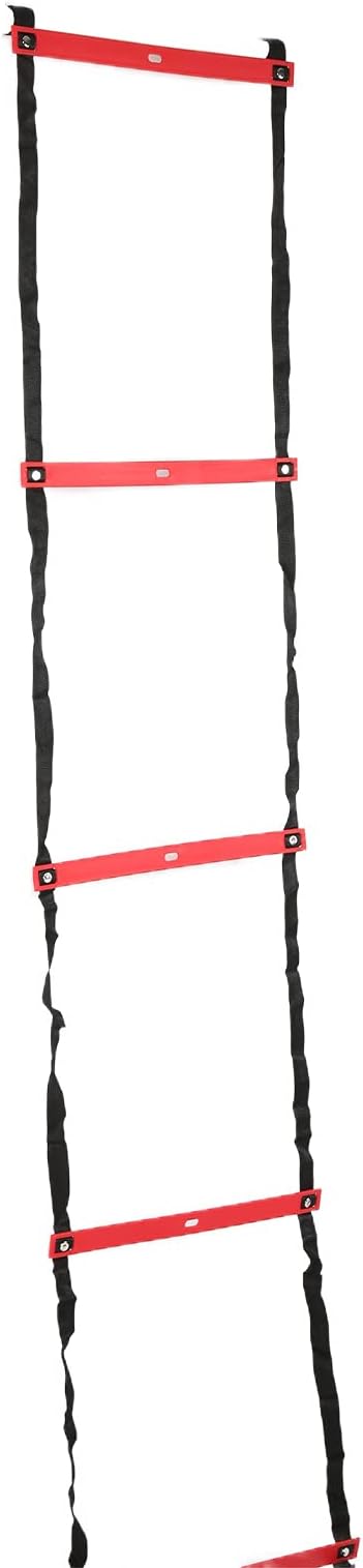 Fixed Agility Ladder for Football Soccer Training, Speed Footwork Ladder with 12 Rungs 6M, Bright Color Non - Slip Rope Ladder for Sports Drills and Group Exercise