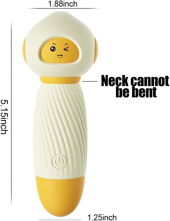 Cute Cartoon Mini Massager - Handheld USB Rechargeable & Quiet - 10 Patterns Personal Vibration Wand for Women Neck, Back, Tension Relief & Sports Recovery (Milky White)