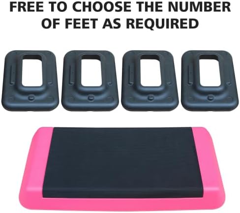 Aerobic Exercise Step Platform for Home Gym, 4 Stackable Risers -Adjustable Hight, Step Up Exercise Platform, Fitness Training Workout Stepper, Cardio Strength