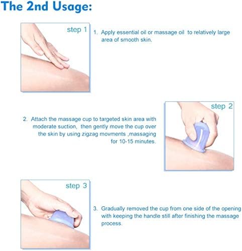 lychee Anti Cellulite Cupping Therapy Set for Family 4Pcs Silicone Vacuum Massage Cups - Chinese Cupping Kit for Body and Facial Massager for Adults Home Use (Blue)