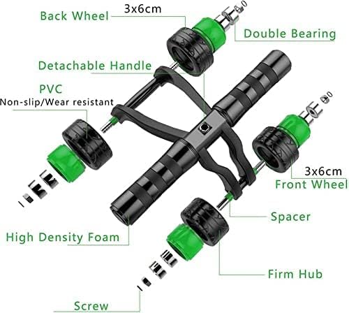 4 wheel ab wheel roller for six pack abs workout at home Exerciser for Abdominal Stomach Exercise Training with Knee Mat Steel Handle for (Men and Women) multicolor