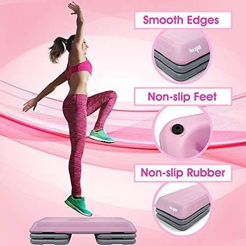 Yes4All Aerobic Exercise Step Platform, Exercise Stepper with Risers for Cardio and Strength Training, Workout Stepper for Home Gym