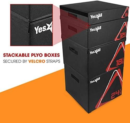 Yes4All Adjustable Soft Plyo Box, Jumping Trainer - For Plyometric Exercises and Conditioning, Multiple Height Variations
