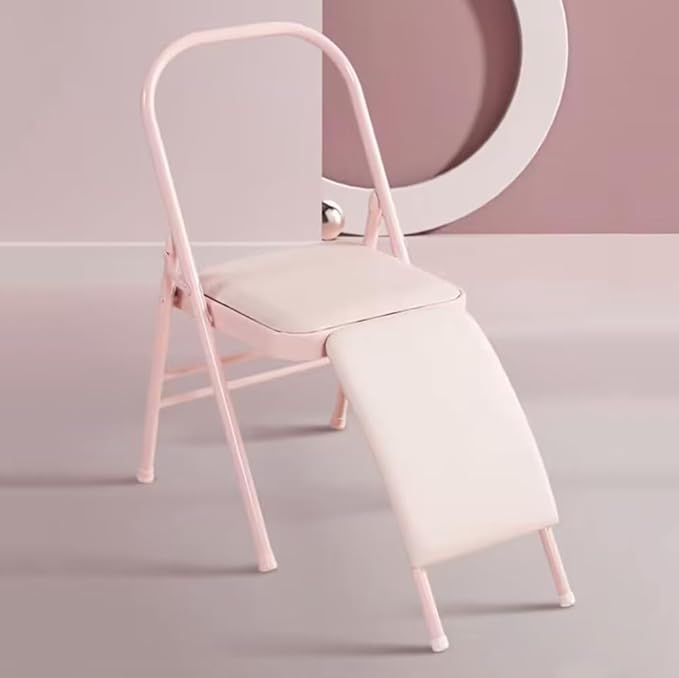 Pilates Yoga Chair,Iyengar Yoga Chair,Yoga Inversion chairyoga Assist Chair,with Lumbar Back Support,Backless Chair Yoga Chair,Pink