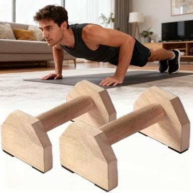 2PCS Wooden Parallettes Push up Bars,Non-Slip Base Exercise Home Workout Equipment,Calisthenics Bar - Handstand Blocks and Pushup Handles for Home Gym, Calisthenics & Strength Training