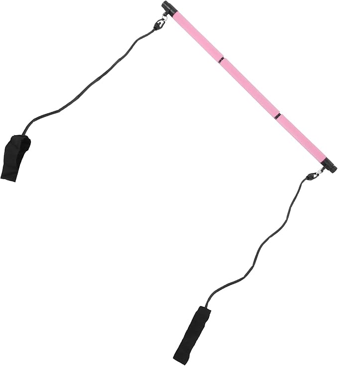 3 Sections Pilates Bar, Pilates Exercise Stick with 2 Tension Straps, Detachable Yoga Pull Rods for Full Body Workout, Home Gym Fitness Equipment for Men and Women