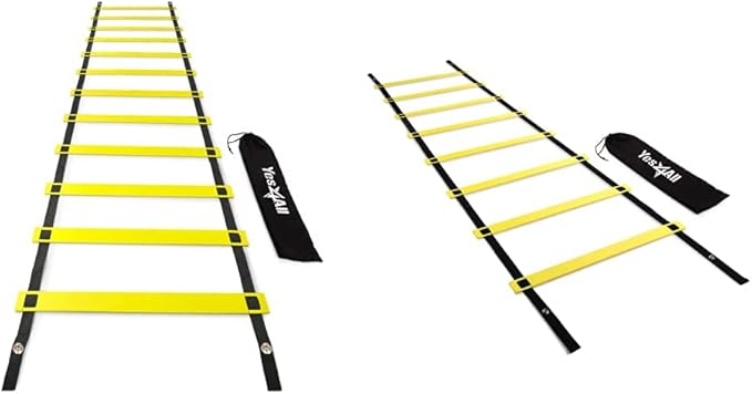 Yes4All Speed Agility Ladder Training Equipment - Bundle 8 & 12 Rungs Slide 26ft - Included Carry Bag