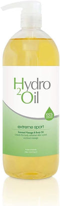Hydro 2 Oil Extreme Sport Massage Oil 33.8 fl oz - Water Dispersible Formula with Cooling Essential Oils