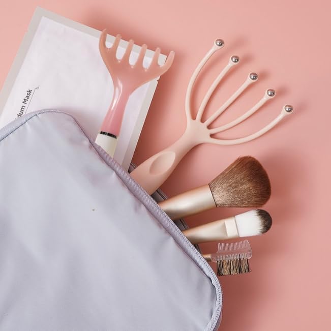 Scalp Massager & Gua Sha Tool Set - Manual Head Massager, Massage Comb for Relaxation & Stress Relief (Grey & Brown)