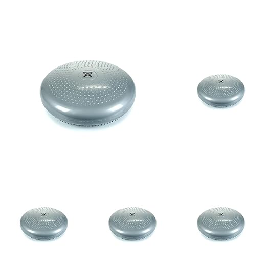 CanDo Inflatable Balance Disc for Balance Training, Proprioception, Strengthening Lower Extremities, Posture, Back Pain, Stress Relief, Restlessness and Anxiety. Silver, 14” Diameter (Pack of 5)