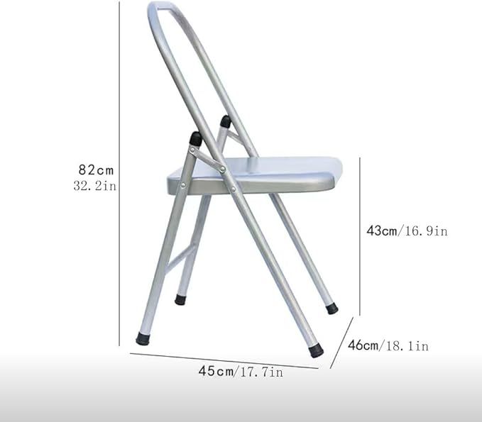 Silver Yoga Chair,Pilates Chair,Yoga Chair Iyengar,Backless Yoga Chair Prop,Foldable and Portable Folding Stools for Yoga,Silver white-82cm×43cm