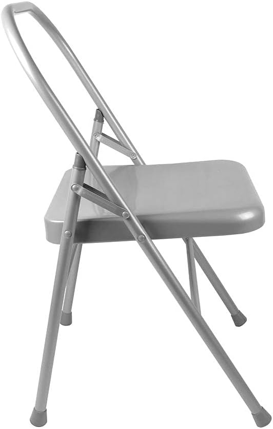 Yoga-Mad Yoga Chair | Reinforced Folding | Silver Steel | Supports Yoga Backbends, Twists, & Shoulder Stands