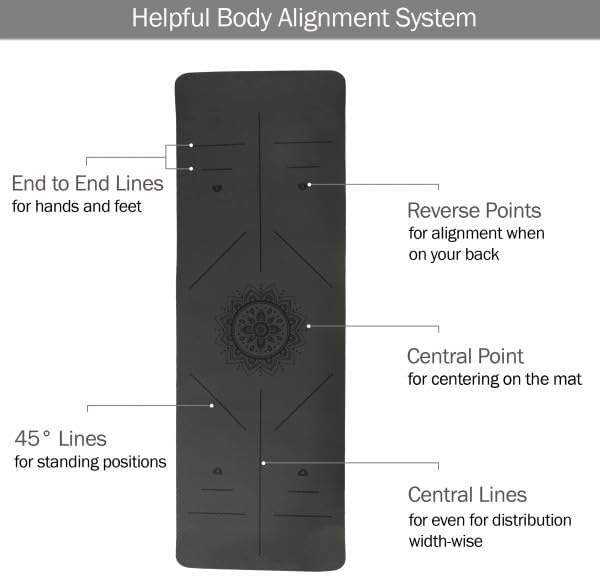 Non-Slip Yoga Mat with Alignment Marks – Lightweight Exercise Mat with Carry Strap for Home Workout or Travel by Wakeman Outdoors