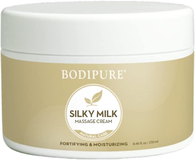BODIPURE Silky Milk Massage Cream - Ultra Hydrating, and Protein Rich Formula - Perfect for Professional Muscle, and Joint Massage, 8.46 Ounce