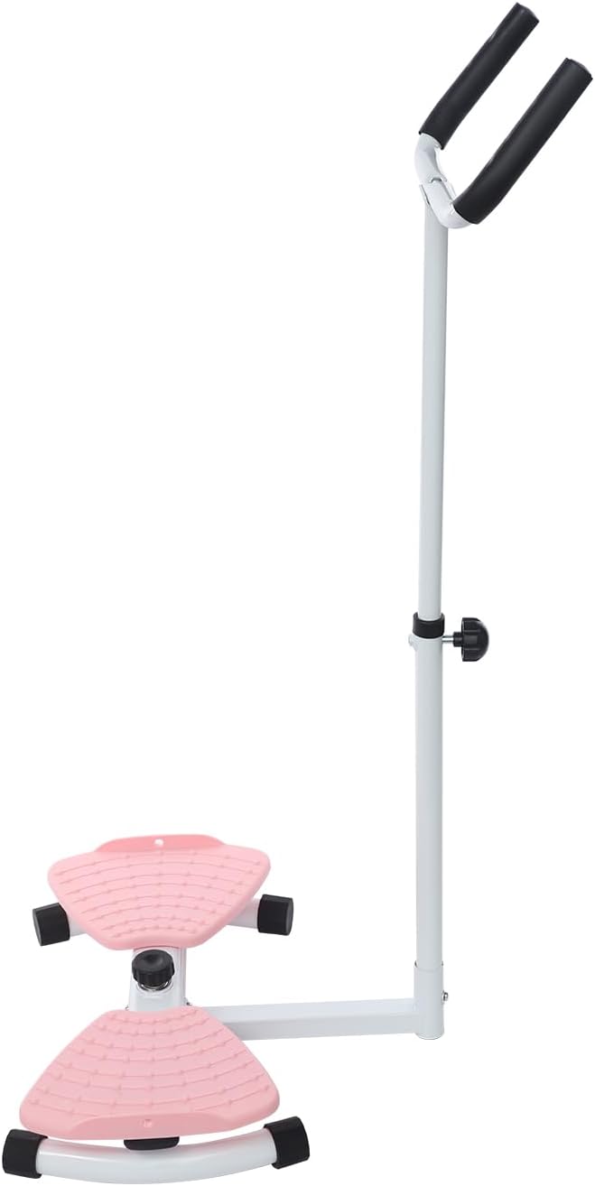 Waist Twister Board, Home-Gym Core Trainer with Handrail & Pull Cords, Noiseless 360° Ab-Twister Platform for Belly-Fat Burn, Strength & Balance Workouts, 330 Lbs Capacity